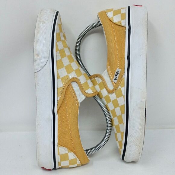 Vans Classic Slip-On Women's Size 5.5 Yellow White Checkerboard Canvas Shoes - Picture 7 of 9